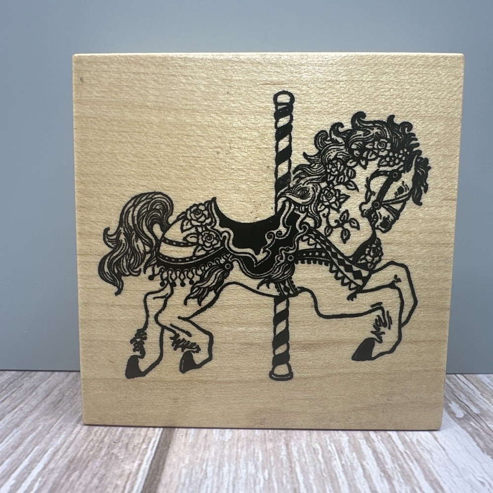 Vintage  PSX Carousel Horse G-994 Wood‎ Mounted Rubber Stamp 1988 3x3
